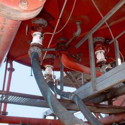 flanged pinch valves in situ