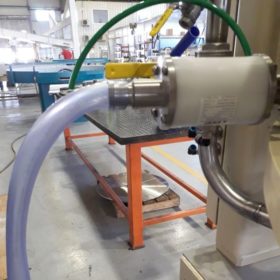 gypsum slurry mixer unit controlled by pinch valve with adapted ends valve for gypsum slurry