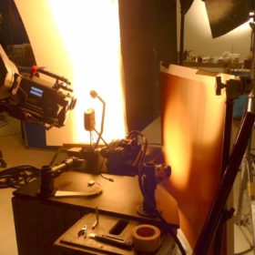 filming tv commercial valve for chocolate pouring setup