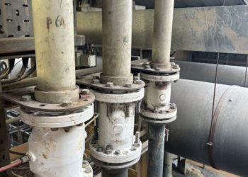 valves for acids on chemical waste treatment plant